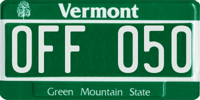 VT license plate OFF050