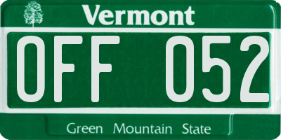VT license plate OFF052