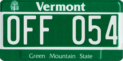 VT license plate OFF054