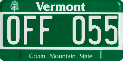 VT license plate OFF055