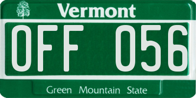 VT license plate OFF056