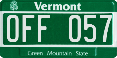 VT license plate OFF057