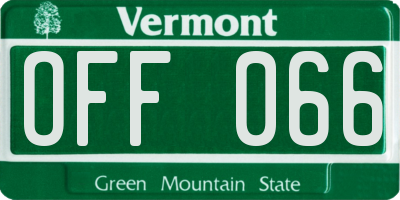 VT license plate OFF066