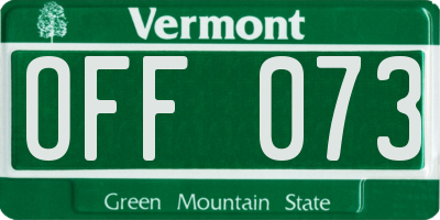VT license plate OFF073