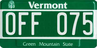 VT license plate OFF075
