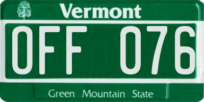 VT license plate OFF076