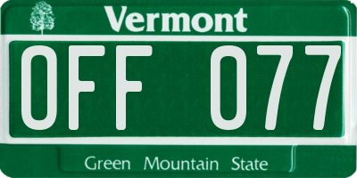 VT license plate OFF077