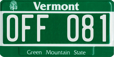 VT license plate OFF081