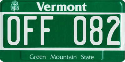 VT license plate OFF082
