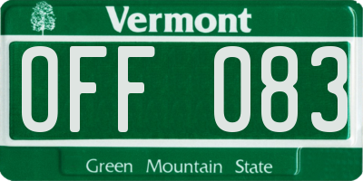 VT license plate OFF083