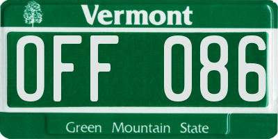 VT license plate OFF086