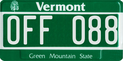 VT license plate OFF088