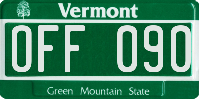 VT license plate OFF090