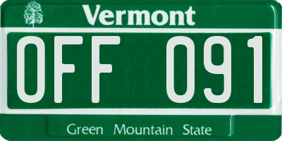 VT license plate OFF091