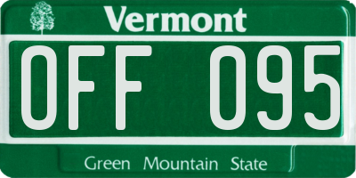 VT license plate OFF095
