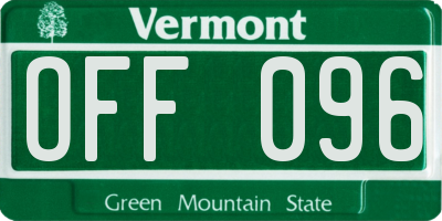 VT license plate OFF096