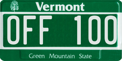 VT license plate OFF100
