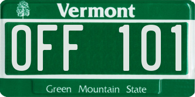 VT license plate OFF101