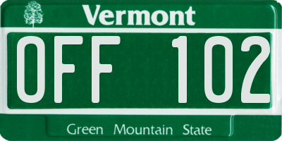 VT license plate OFF102