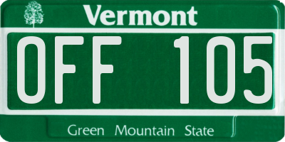 VT license plate OFF105