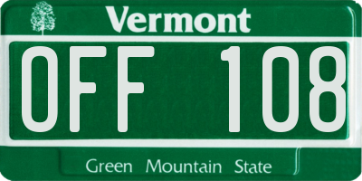 VT license plate OFF108