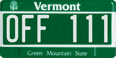 VT license plate OFF111