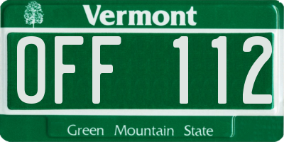 VT license plate OFF112