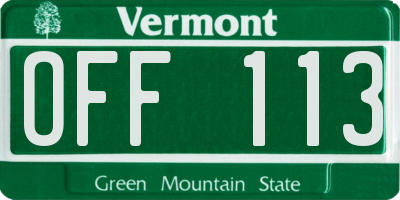 VT license plate OFF113