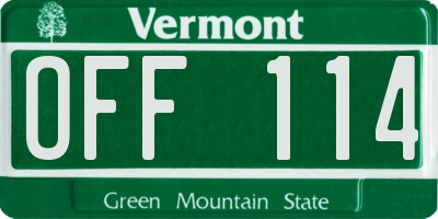 VT license plate OFF114