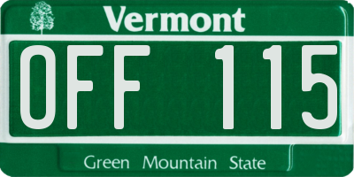 VT license plate OFF115