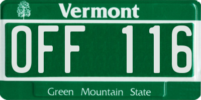 VT license plate OFF116