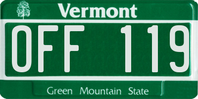 VT license plate OFF119
