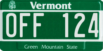 VT license plate OFF124