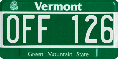 VT license plate OFF126