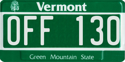 VT license plate OFF130
