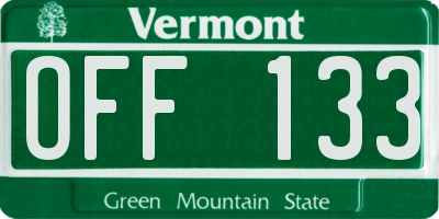 VT license plate OFF133