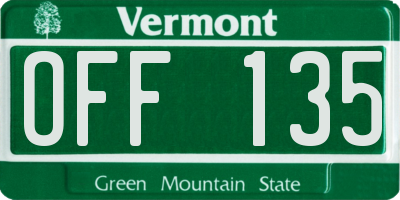 VT license plate OFF135