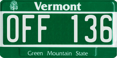 VT license plate OFF136