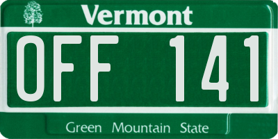 VT license plate OFF141