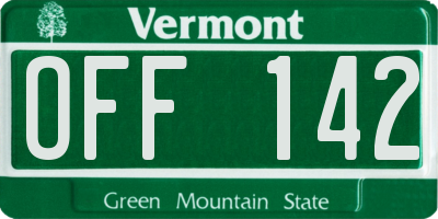 VT license plate OFF142