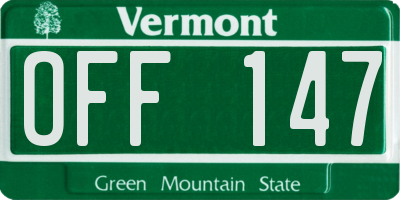 VT license plate OFF147