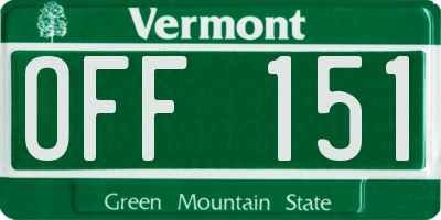 VT license plate OFF151