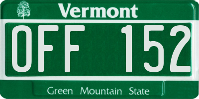 VT license plate OFF152