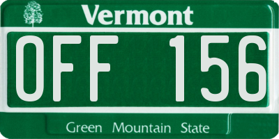 VT license plate OFF156