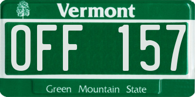 VT license plate OFF157