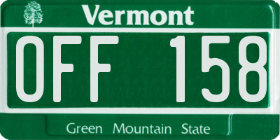 VT license plate OFF158