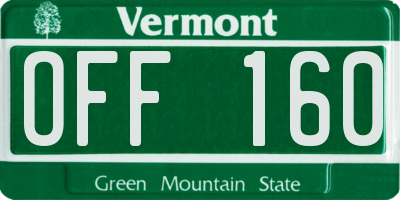 VT license plate OFF160