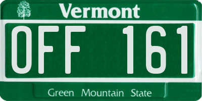 VT license plate OFF161
