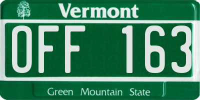 VT license plate OFF163