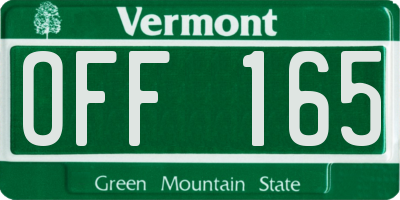 VT license plate OFF165